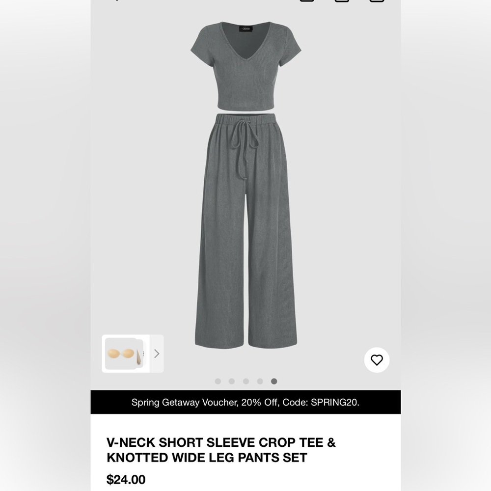 Matching set crop top and pants